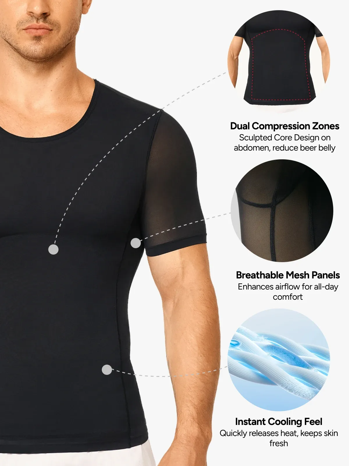Cooling Mesh Compression Shapewear Shirt Breathable Slim Top