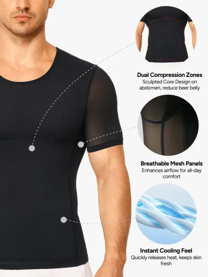 Cooling Mesh Compression Shapewear Shirt Breathable Slim Top