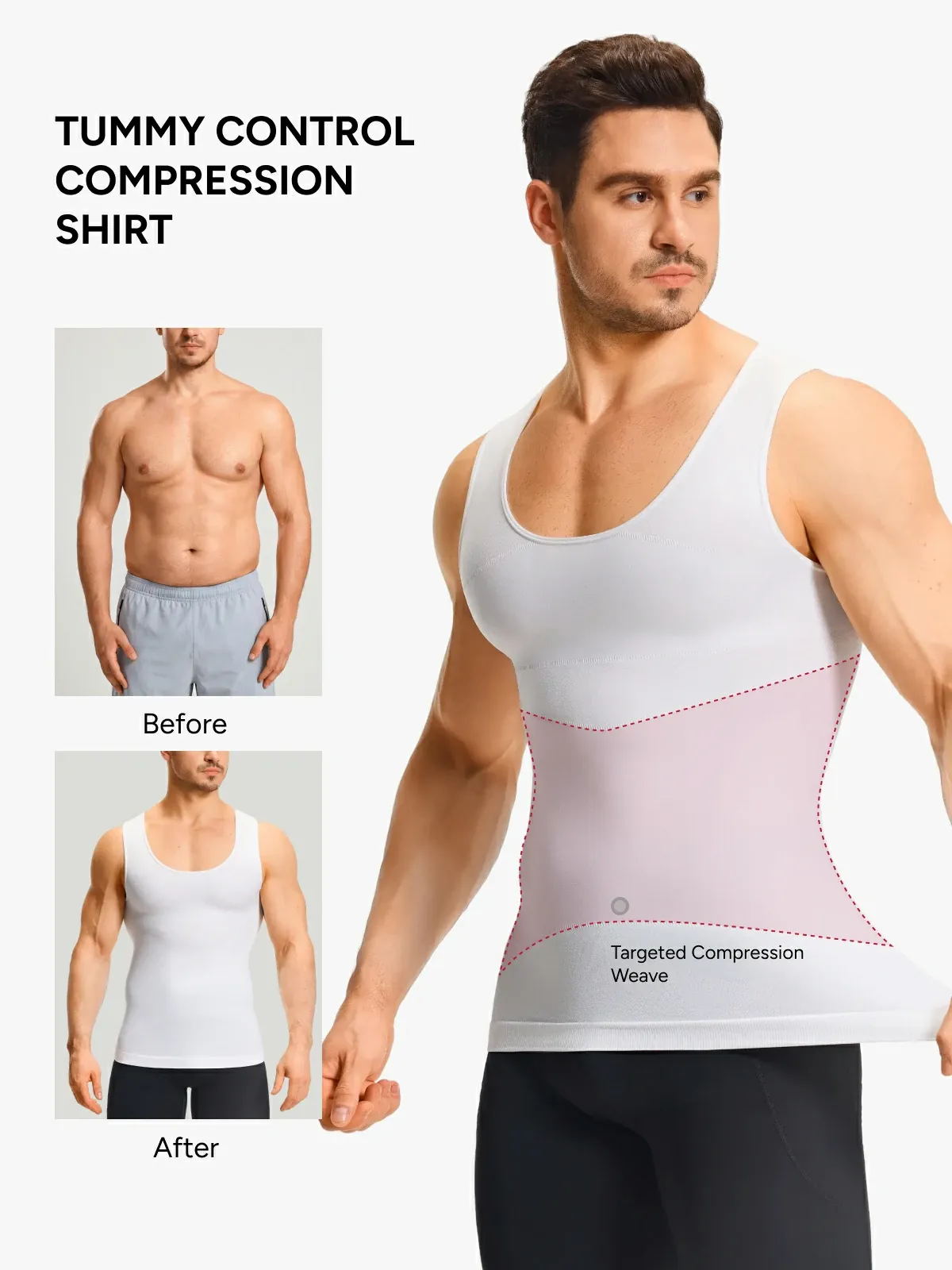 Seamless Compression Tank Top Tummy Control Workout Undershirt For Men