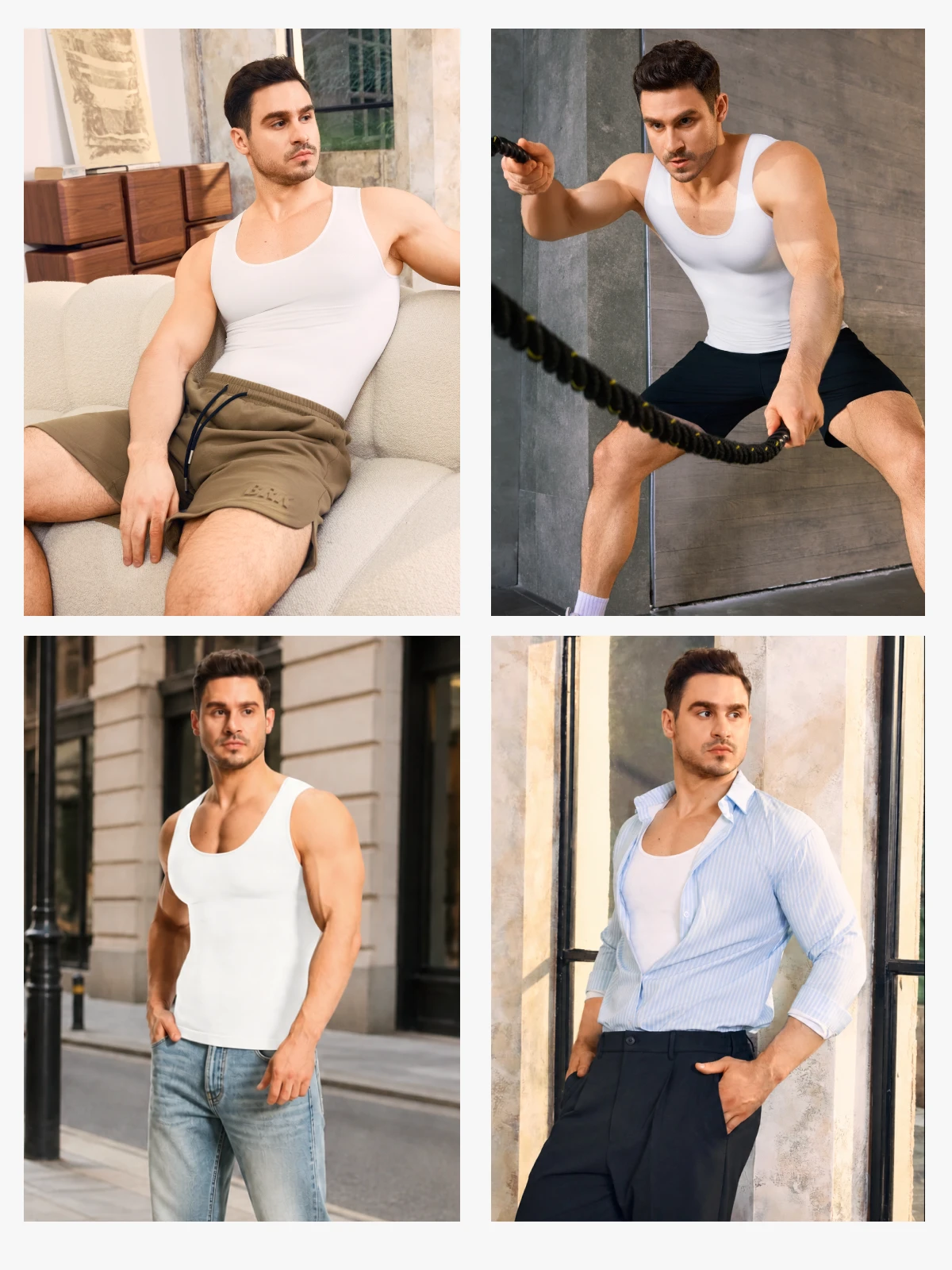 Seamless Compression Tank Top Tummy Control Workout Undershirt For Men