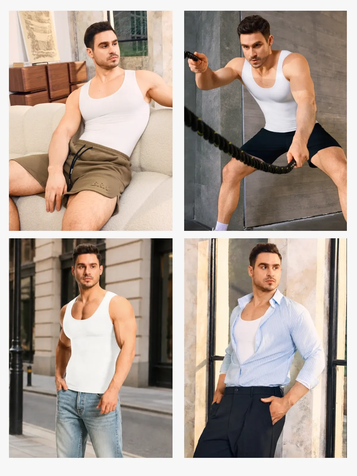 Seamless Compression Tank Top Tummy Control Workout Undershirt For Men