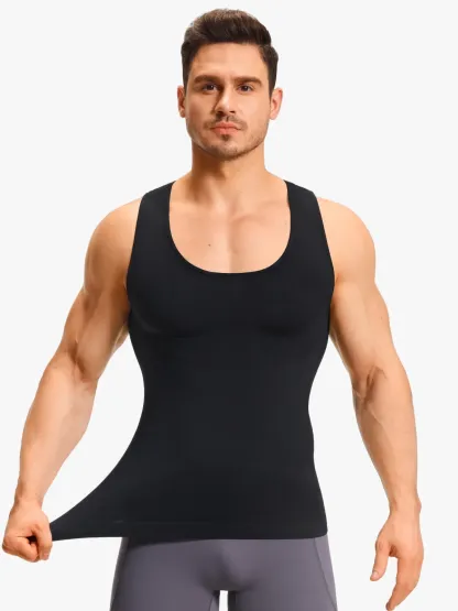 Seamless Compression Tank Top Tummy Control Workout Undershirt For Men