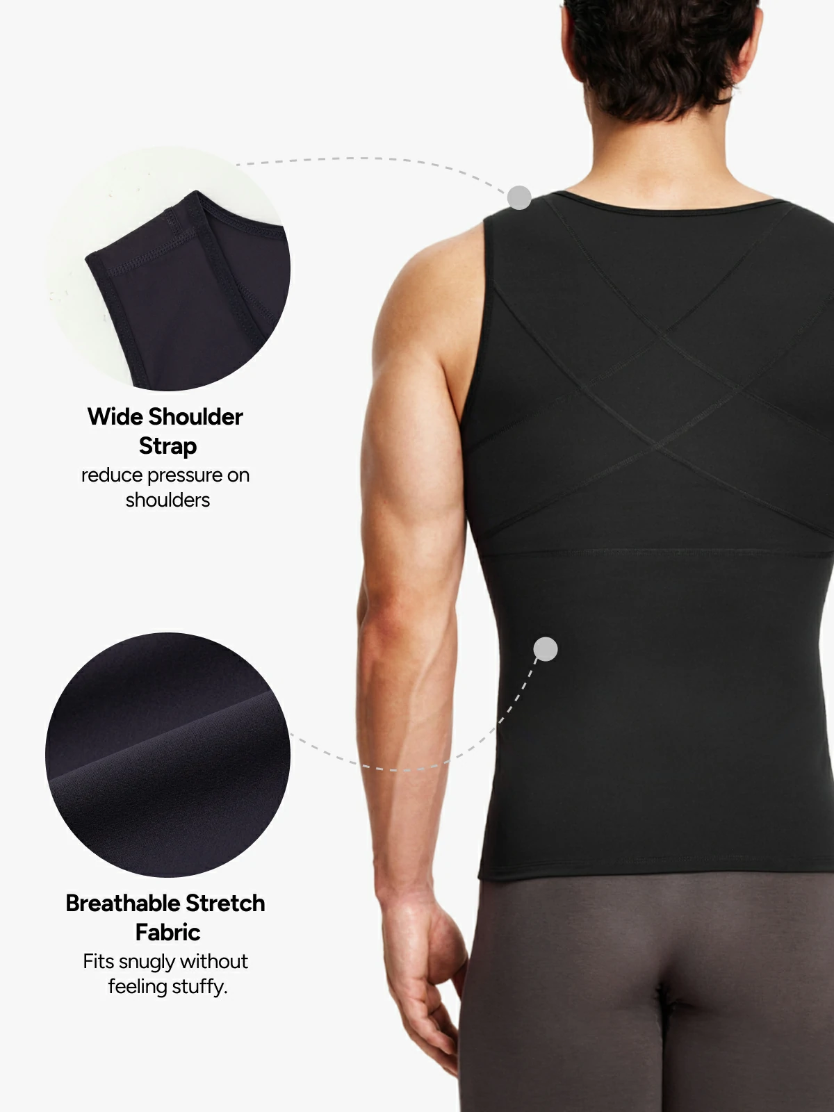Zipper Frim Compression Vest Slimming Workout Tank Top Body Shaping For Men