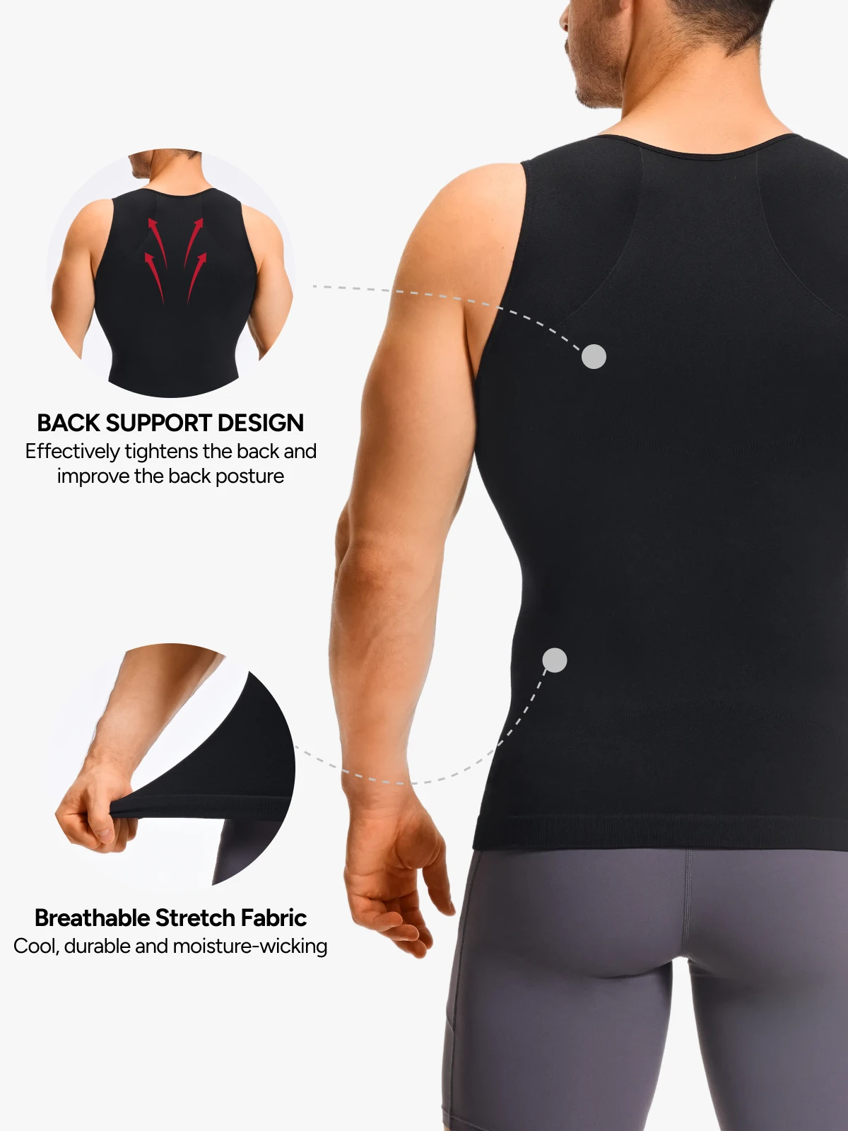 Seamless Compression Tank Top Tummy Control Workout Undershirt For Men