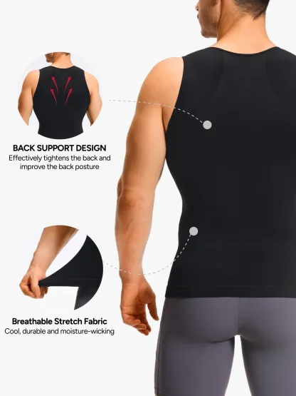 Seamless Compression Tank Top Tummy Control Workout Undershirt For Men