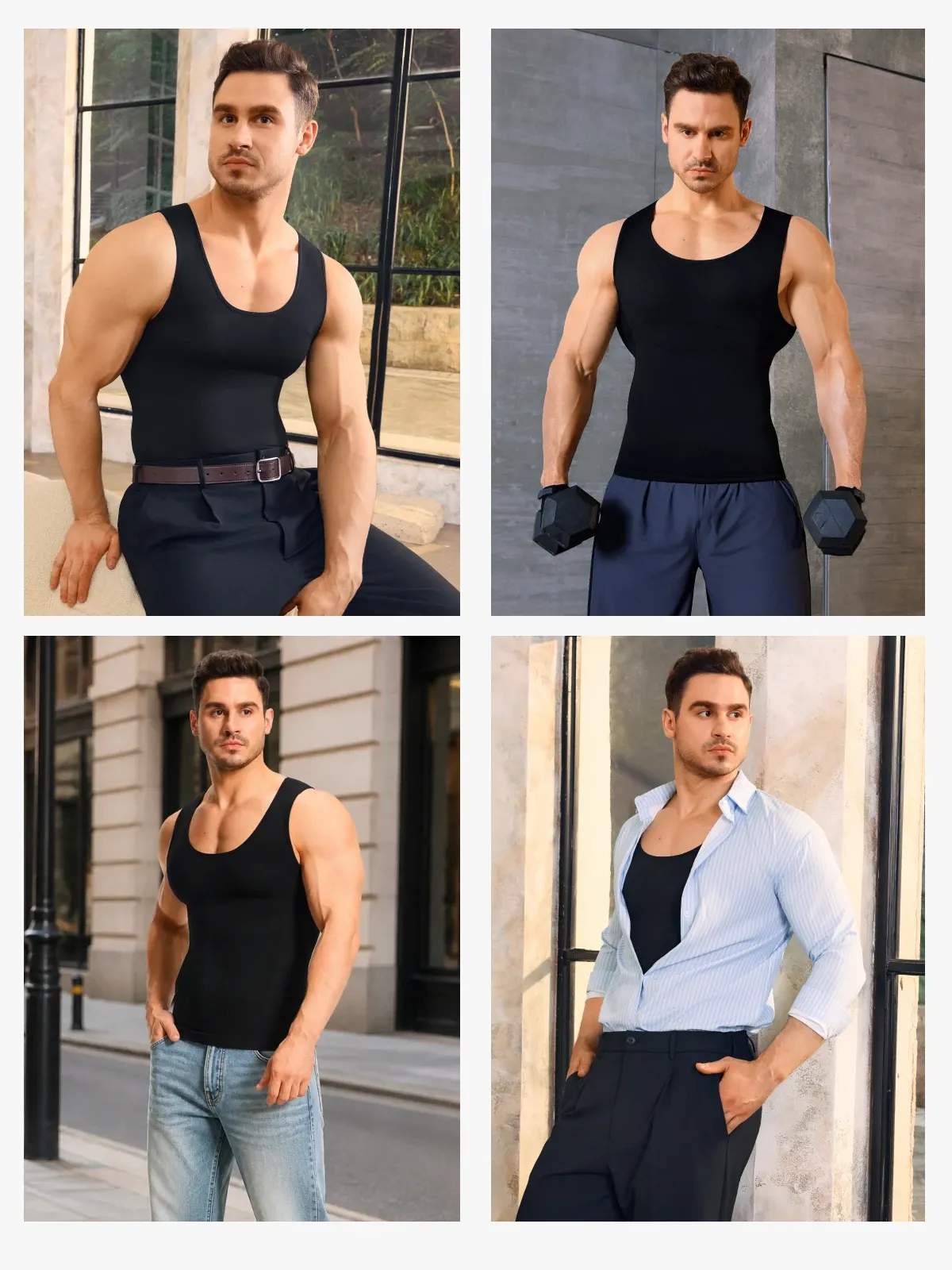 Seamless Compression Tank Top Tummy Control Workout Undershirt For Men