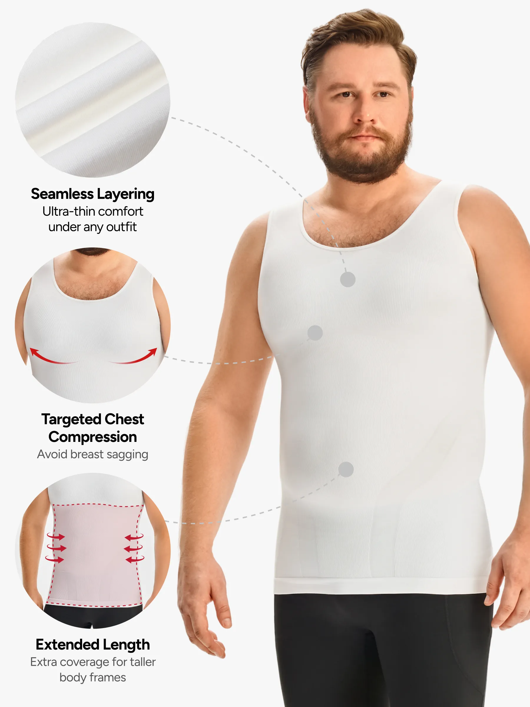 Plus Size Seamless Compression Shirt Slimming Tank Top For Men