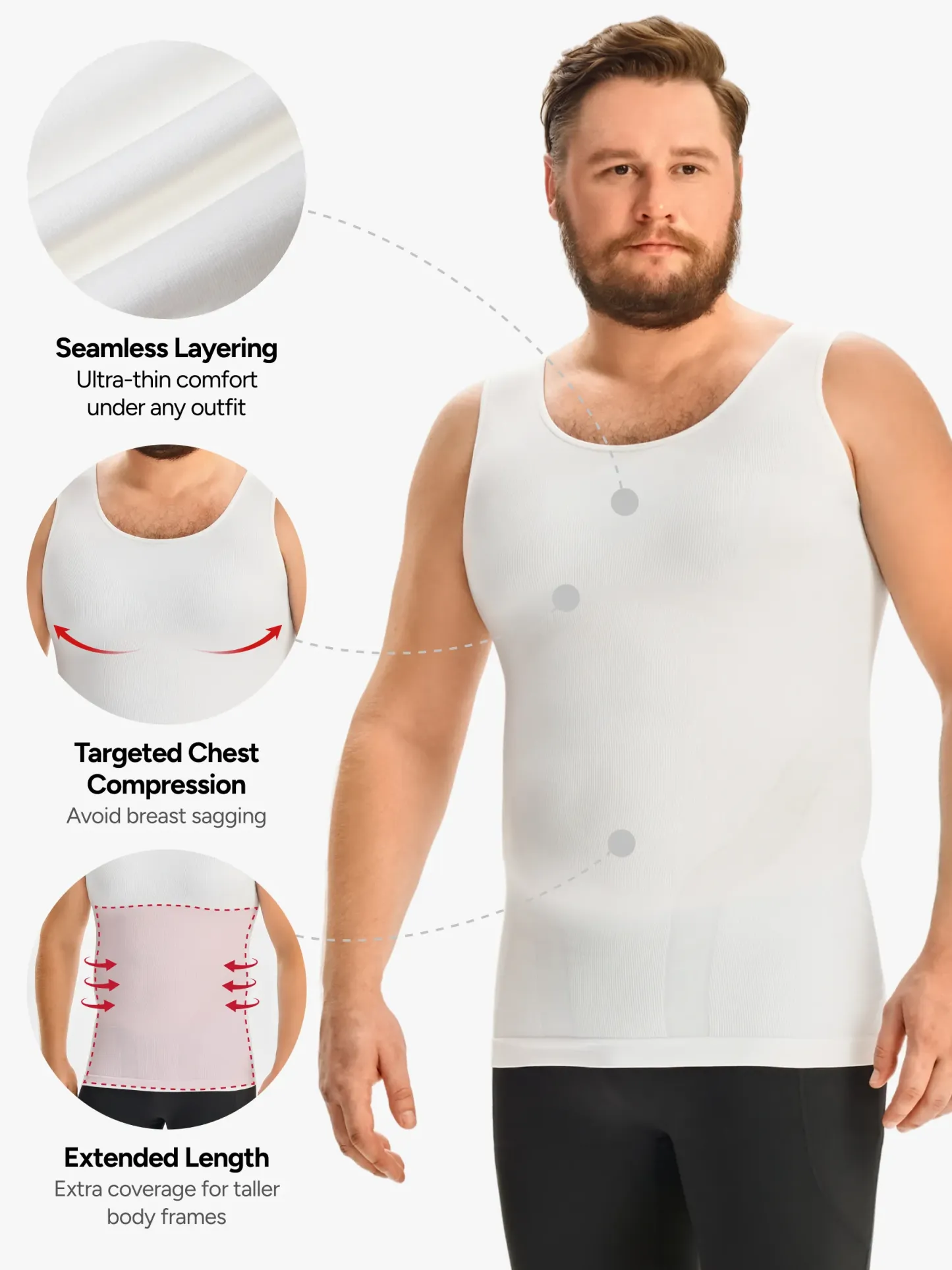 Plus Size Seamless Compression Shirt Slimming Tank Top For Men