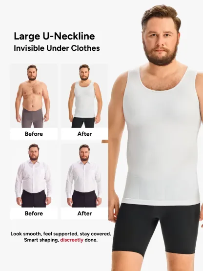 Plus Size Seamless Compression Shirt Slimming Tank Top For Men