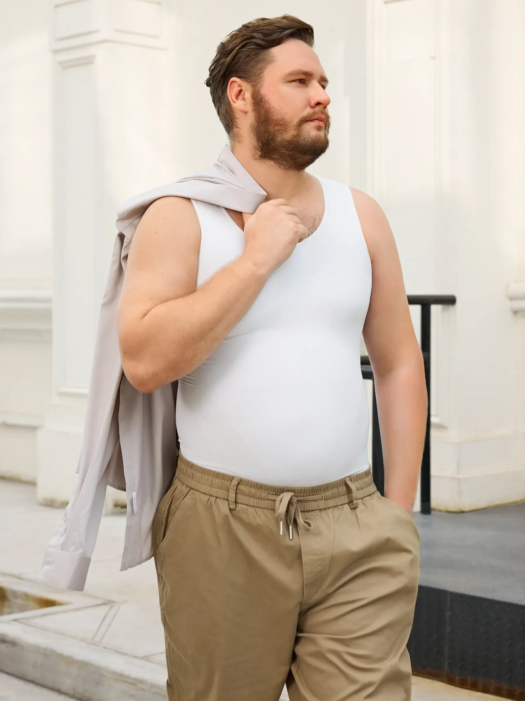Plus Size Seamless Compression Shirt Slimming Tank Top For Men