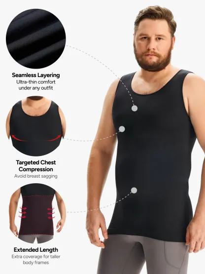Plus Size Seamless Compression Shirt Slimming Tank Top For Men