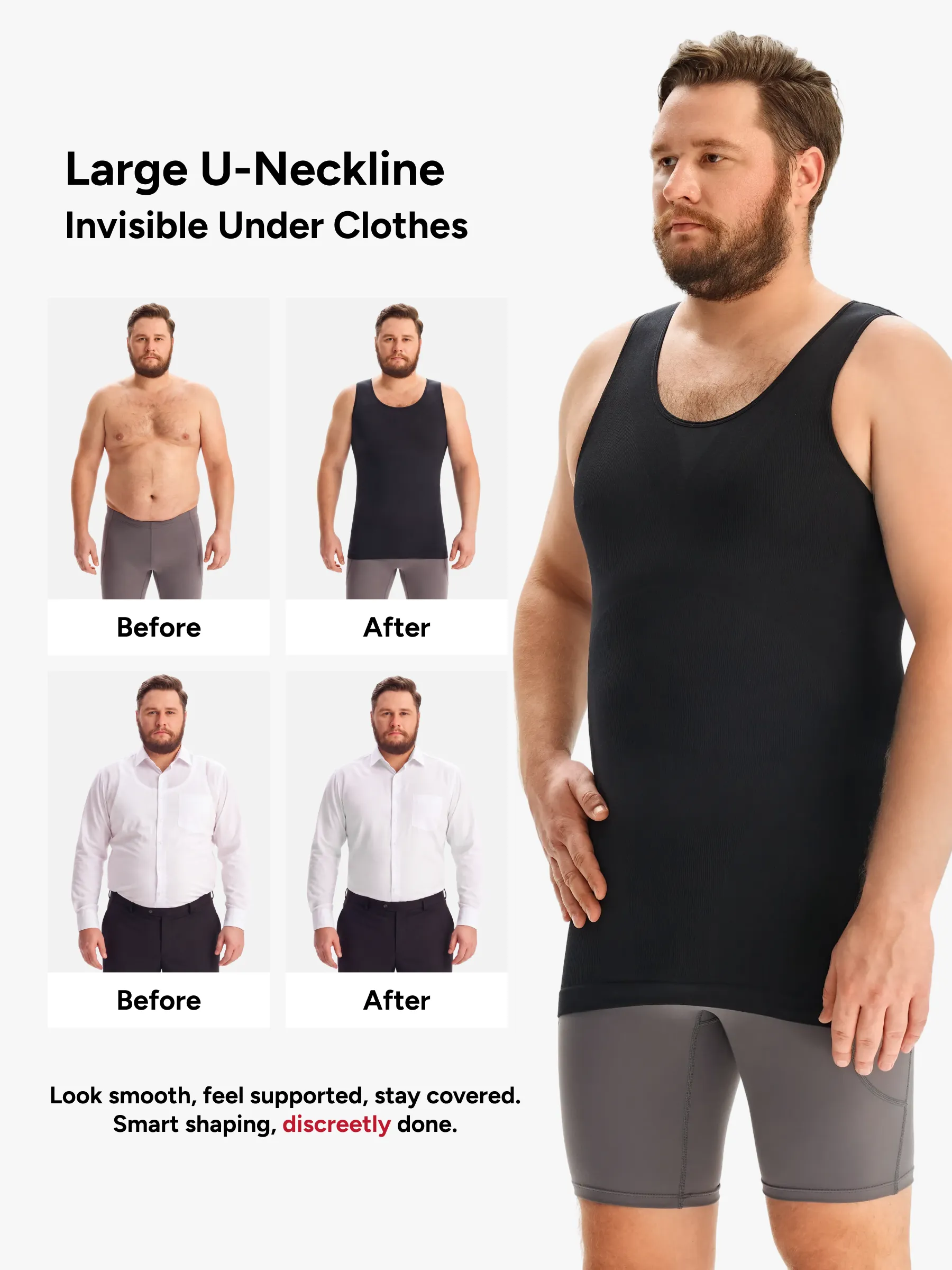 Plus Size Seamless Compression Shirt Slimming Tank Top For Men