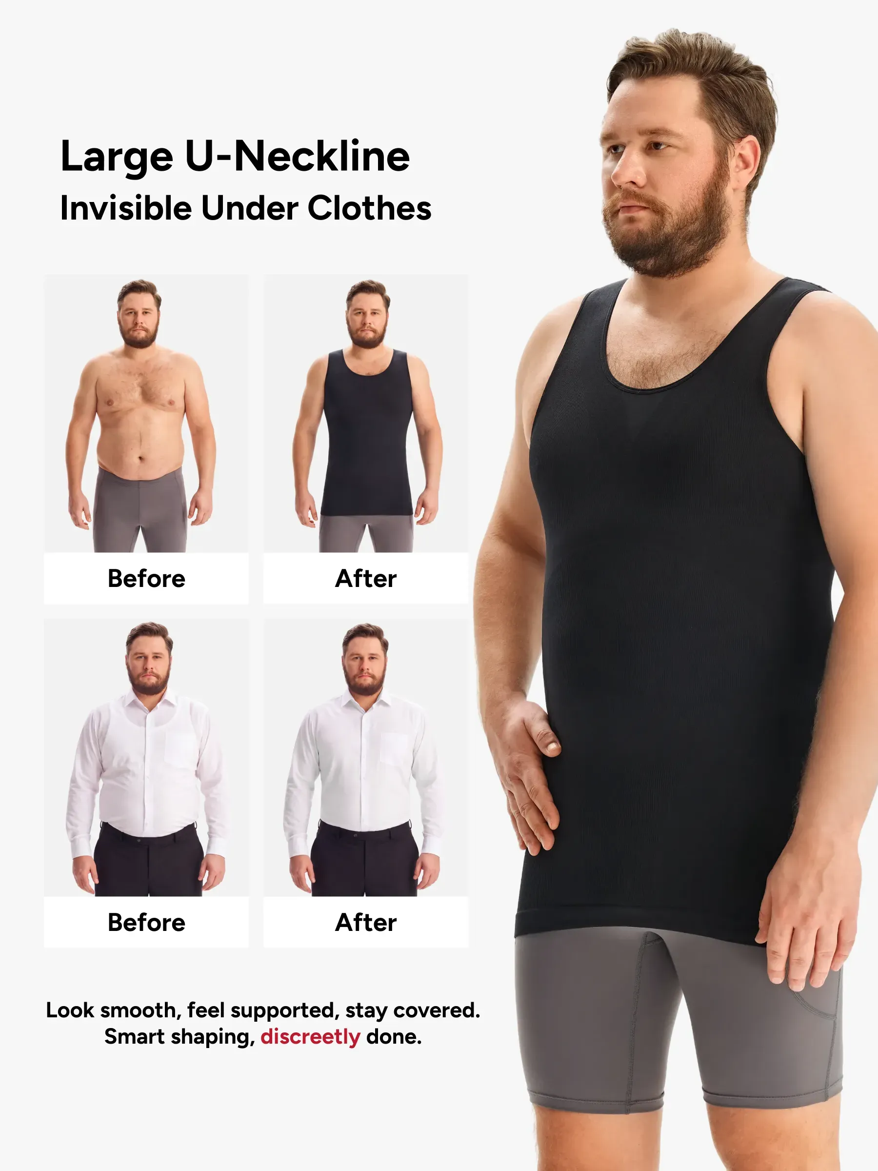 Plus Size Seamless Compression Shirt Slimming Tank Top For Men