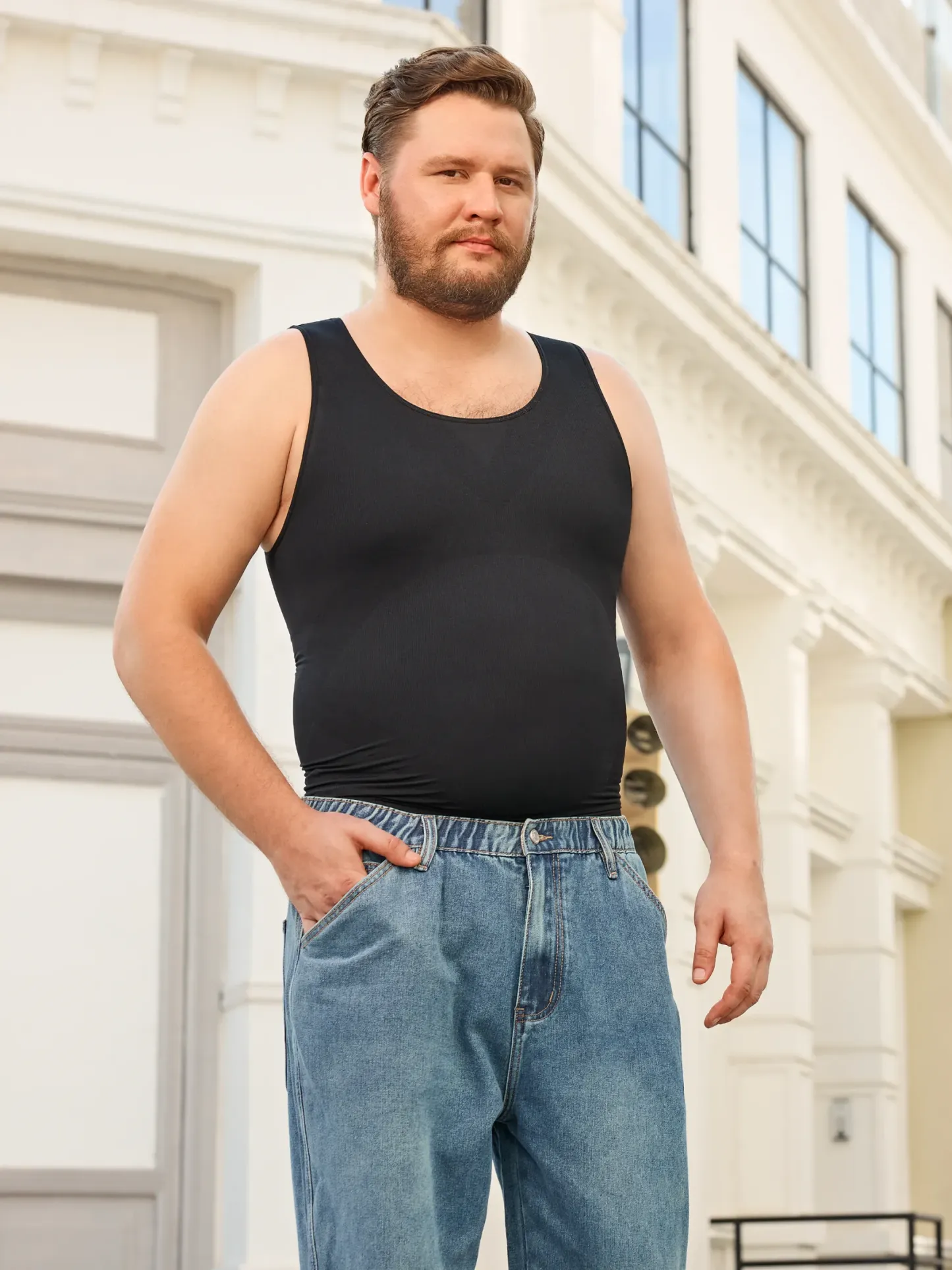 Plus Size Seamless Compression Shirt Slimming Tank Top For Men