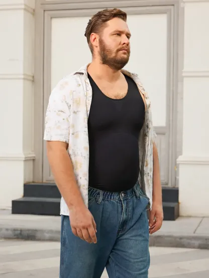 Plus Size Seamless Compression Shirt Slimming Tank Top For Men
