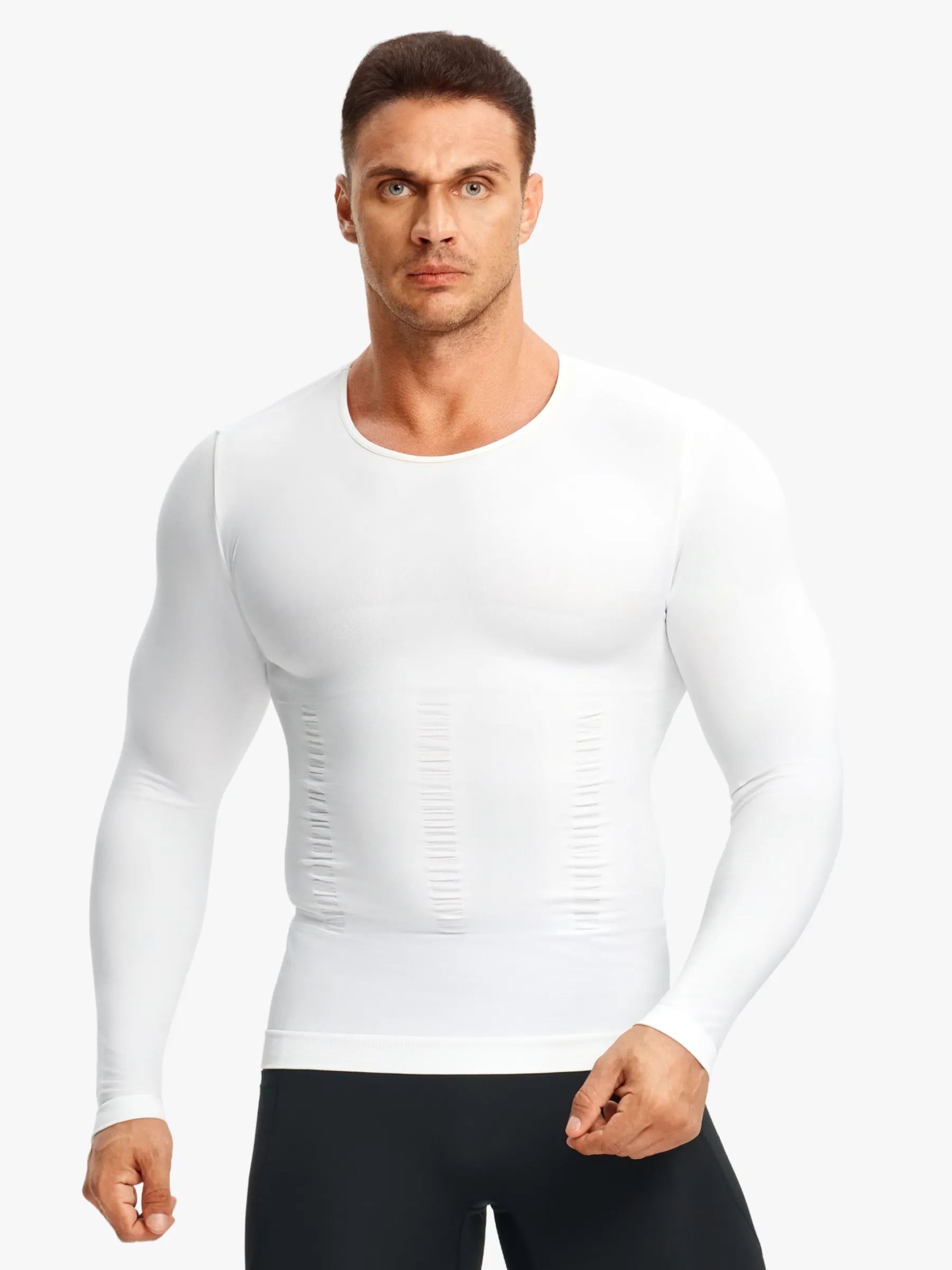 Seamless Compression Shirt Long Sleeve Slimming Undershirt For Men