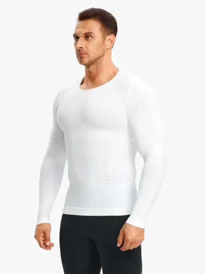 Seamless Compression Shirt Long Sleeve Slimming Undershirt For Men