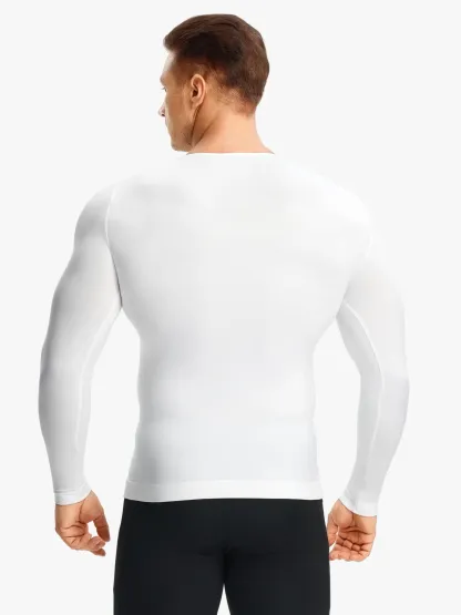 Seamless Compression Shirt Long Sleeve Slimming Undershirt For Men