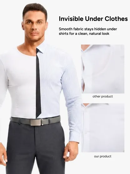Seamless Compression Shirt Long Sleeve Slimming Undershirt For Men