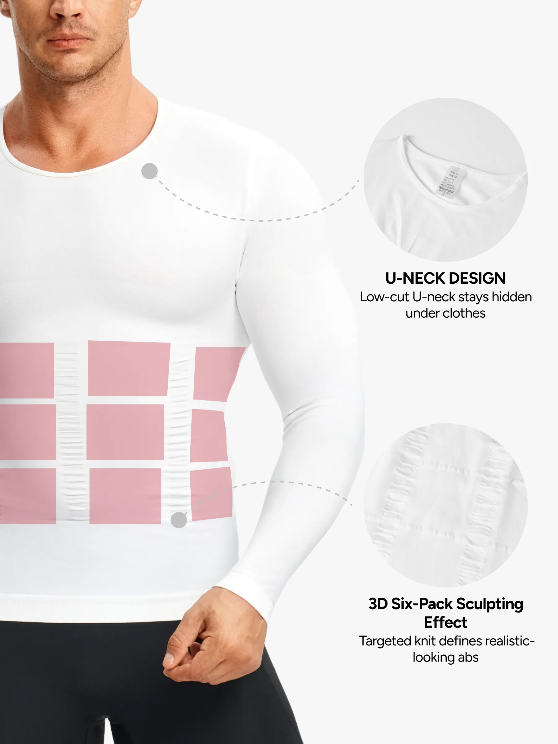 Seamless Compression Shirt Long Sleeve Slimming Undershirt For Men