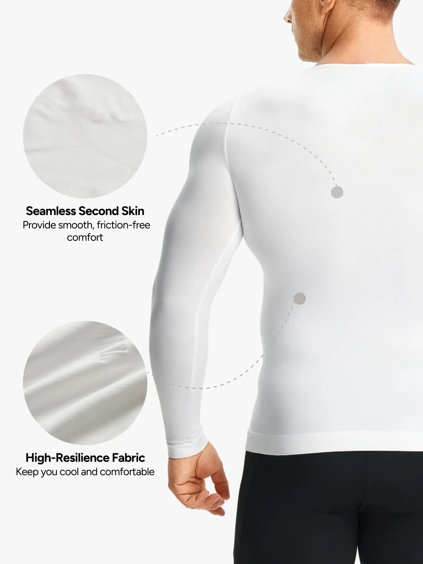 Seamless Compression Shirt Long Sleeve Slimming Undershirt For Men