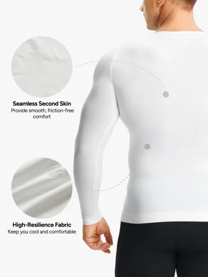 Seamless Compression Shirt Long Sleeve Slimming Undershirt For Men