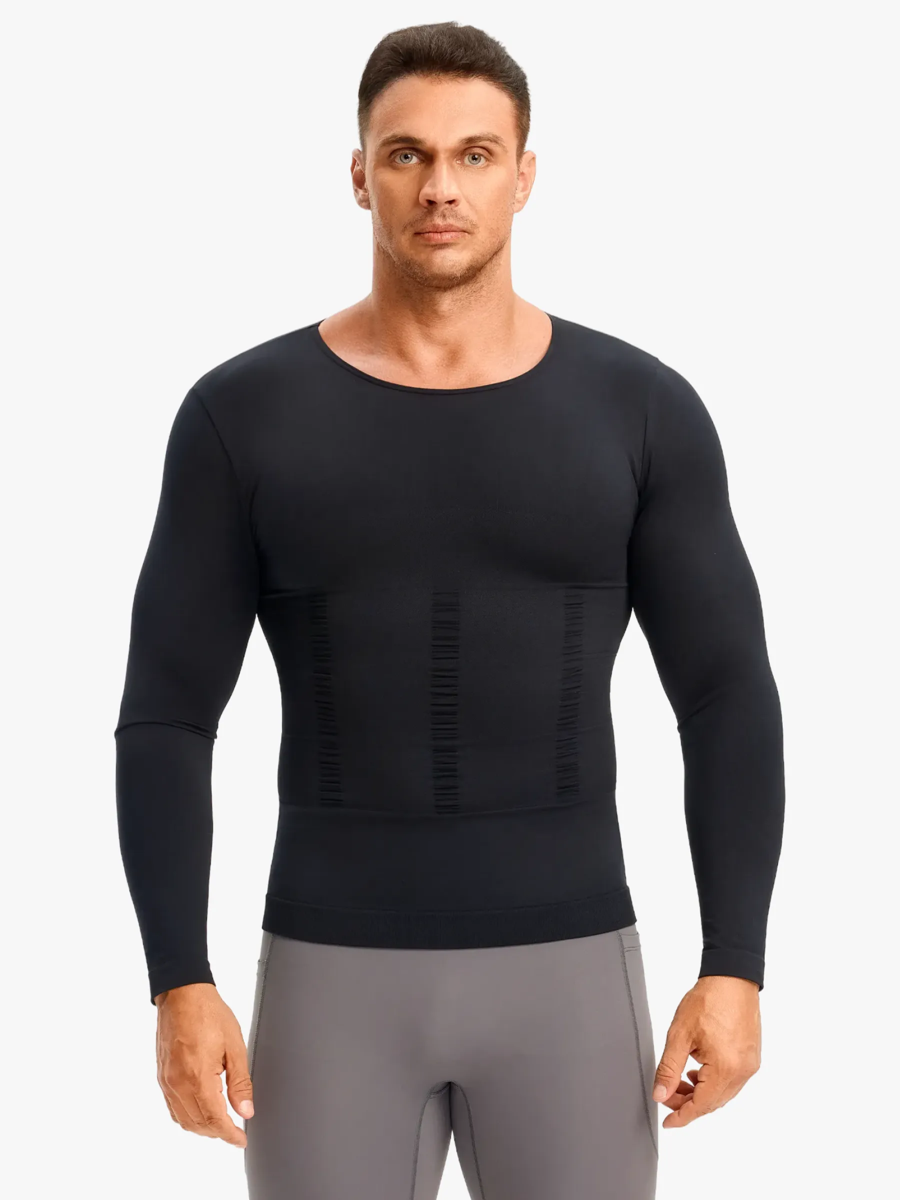Seamless Compression Shirt Long Sleeve Slimming Undershirt For Men
