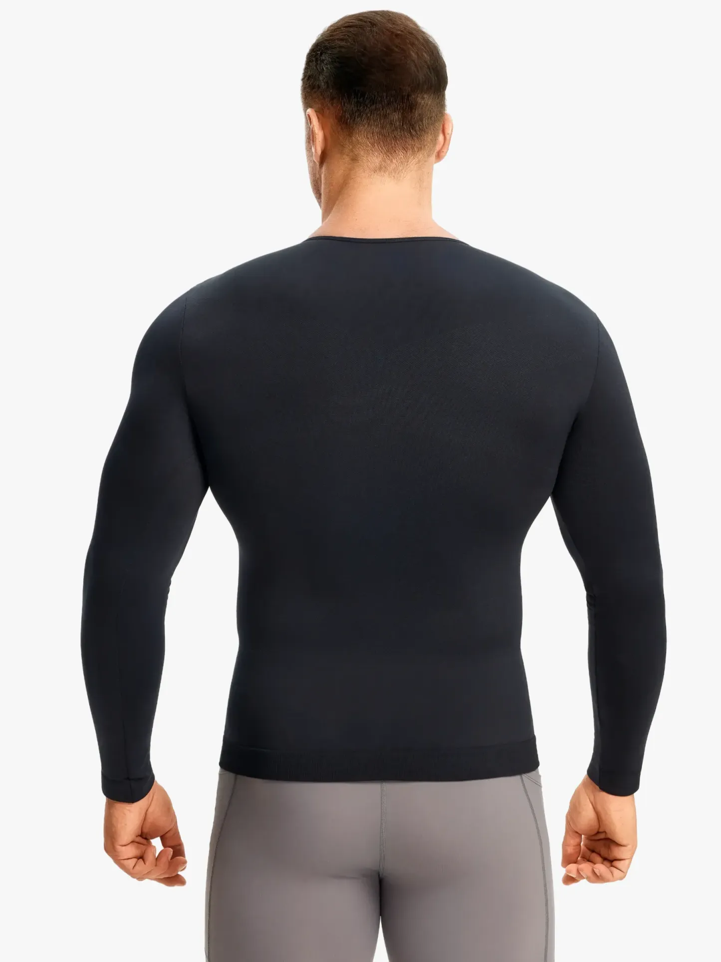 Seamless Compression Shirt Long Sleeve Slimming Undershirt For Men