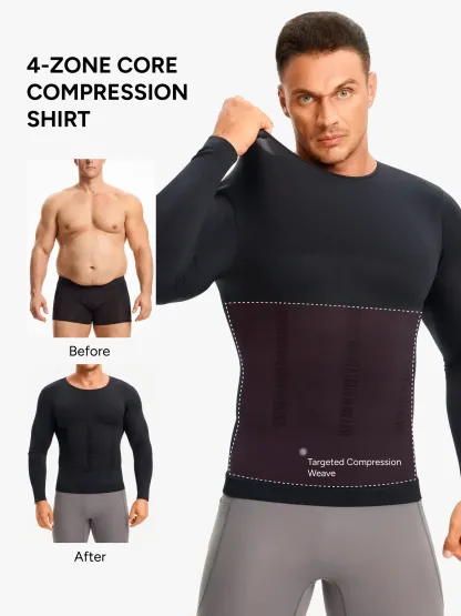 Seamless Compression Shirt Long Sleeve Slimming Undershirt For Men