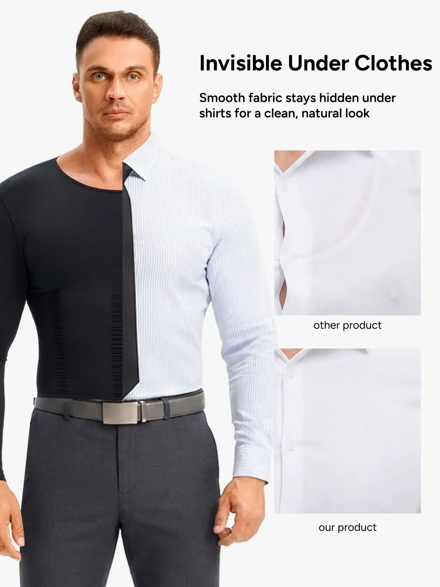 Seamless Compression Shirt Long Sleeve Slimming Undershirt For Men