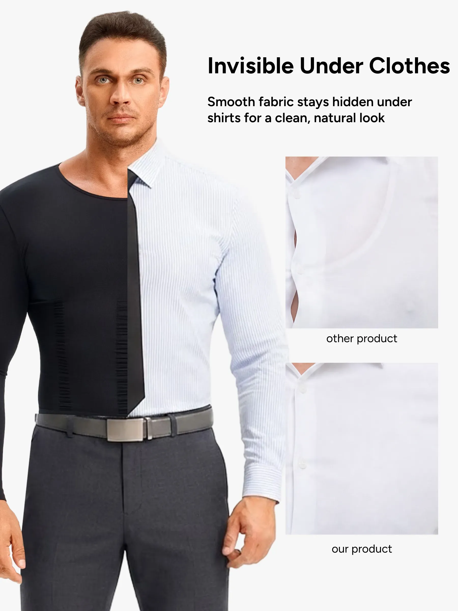 Seamless Compression Shirt Long Sleeve Slimming Undershirt For Men