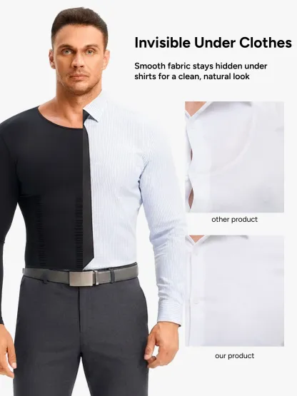 Seamless Compression Shirt Long Sleeve Slimming Undershirt For Men