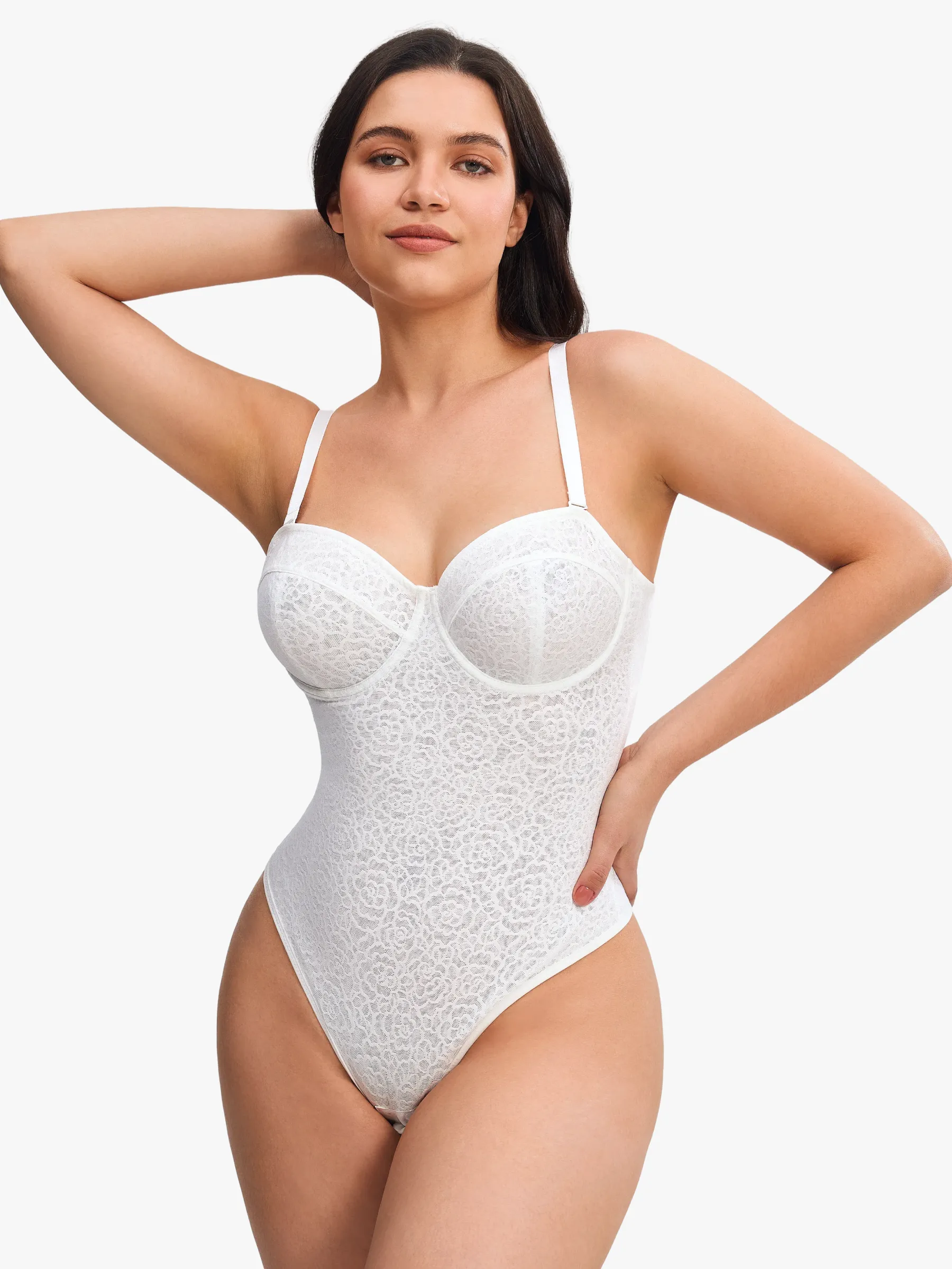 Women Sexy Lace Underwire Strapless Thong Bodysuit