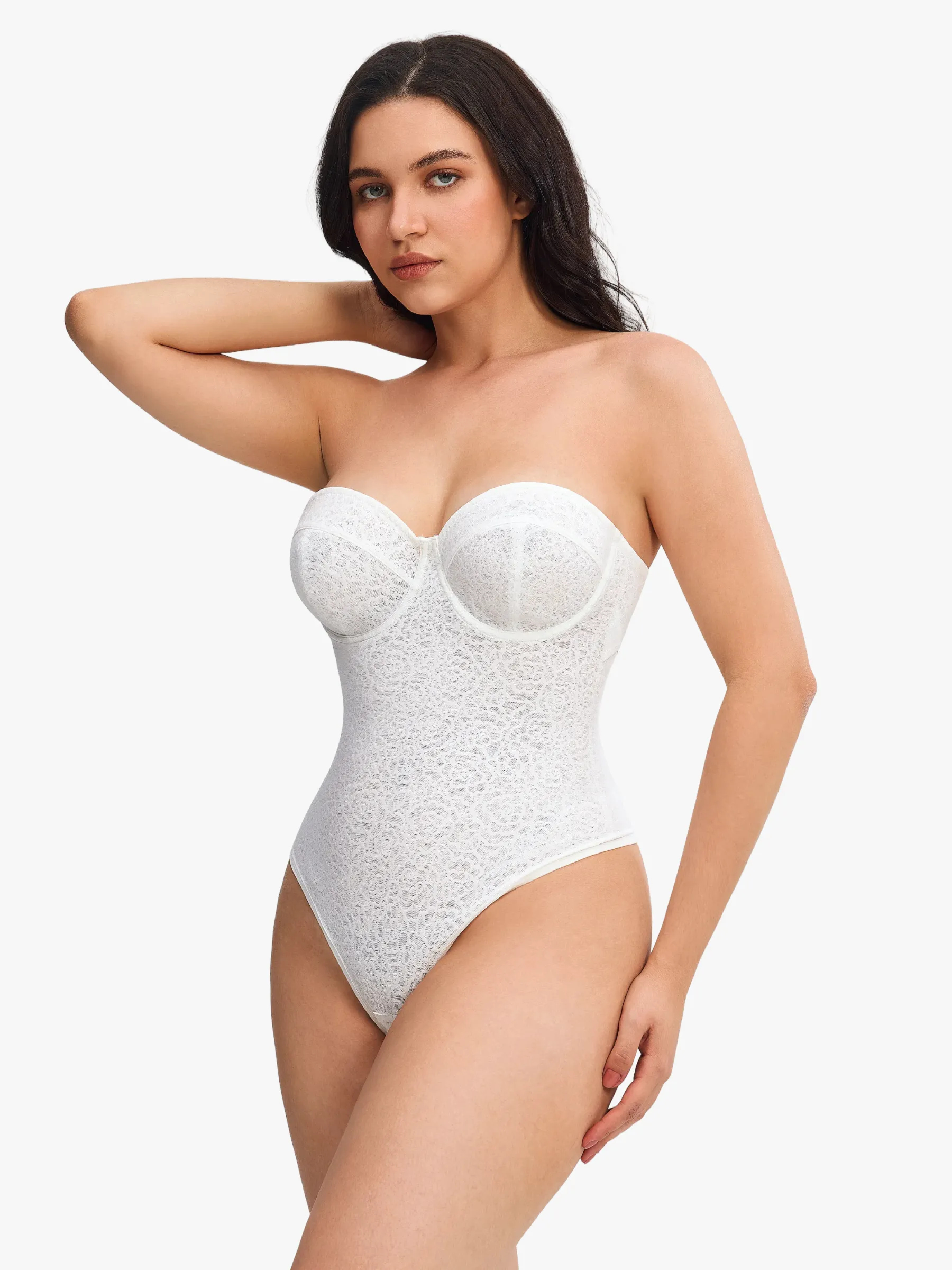Women Sexy Lace Underwire Strapless Thong Bodysuit