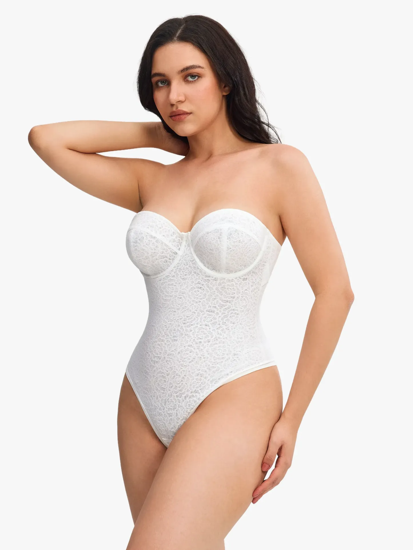 Women Sexy Lace Underwire Strapless Thong Bodysuit