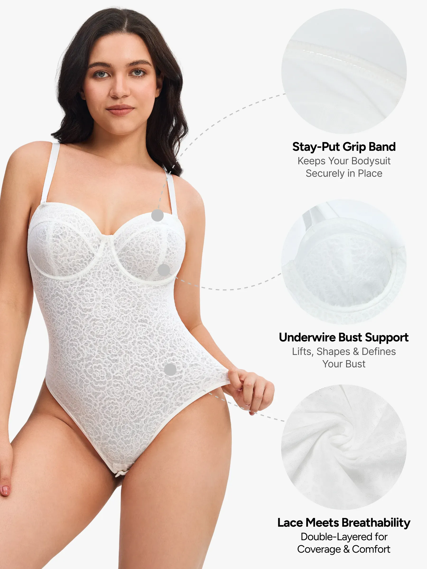 Women Sexy Lace Underwire Strapless Thong Bodysuit