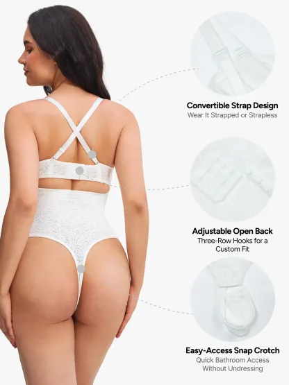 Women Sexy Lace Underwire Strapless Thong Bodysuit