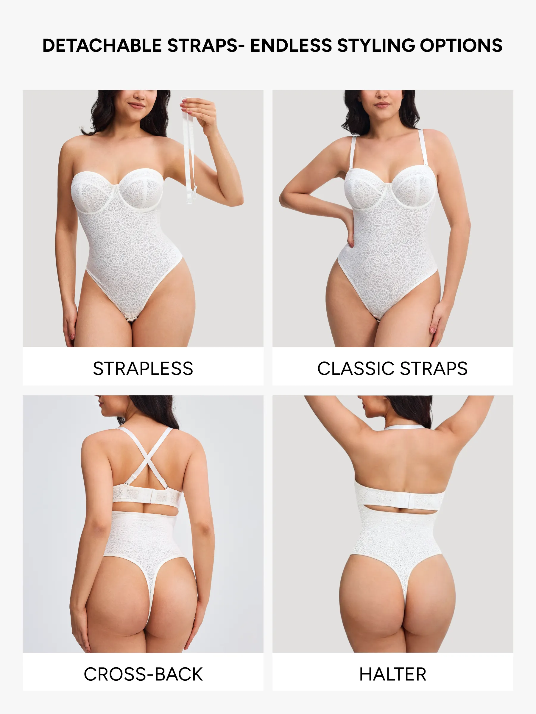 Women Sexy Lace Underwire Strapless Thong Bodysuit