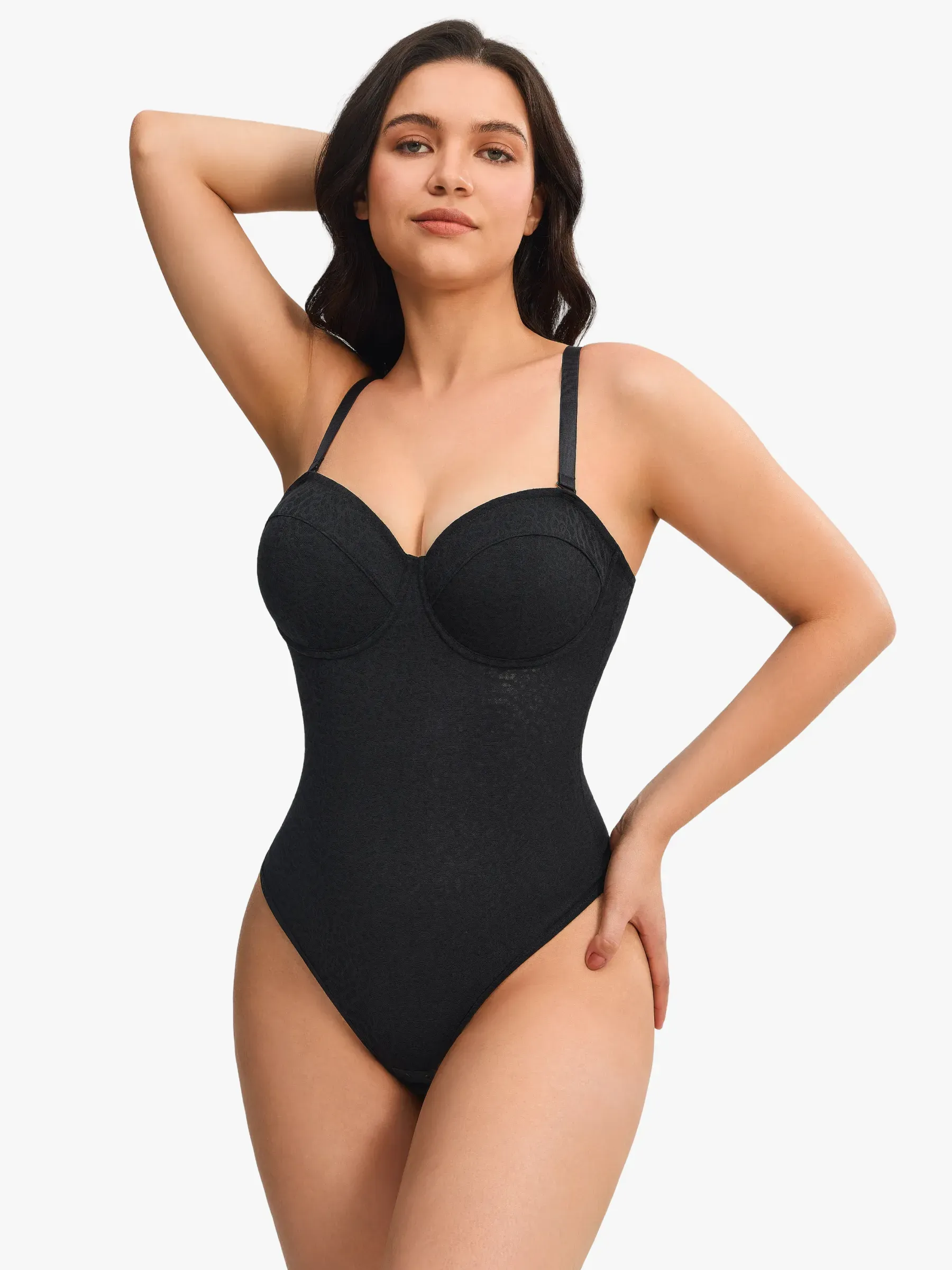 Women Sexy Lace Underwire Strapless Thong Bodysuit
