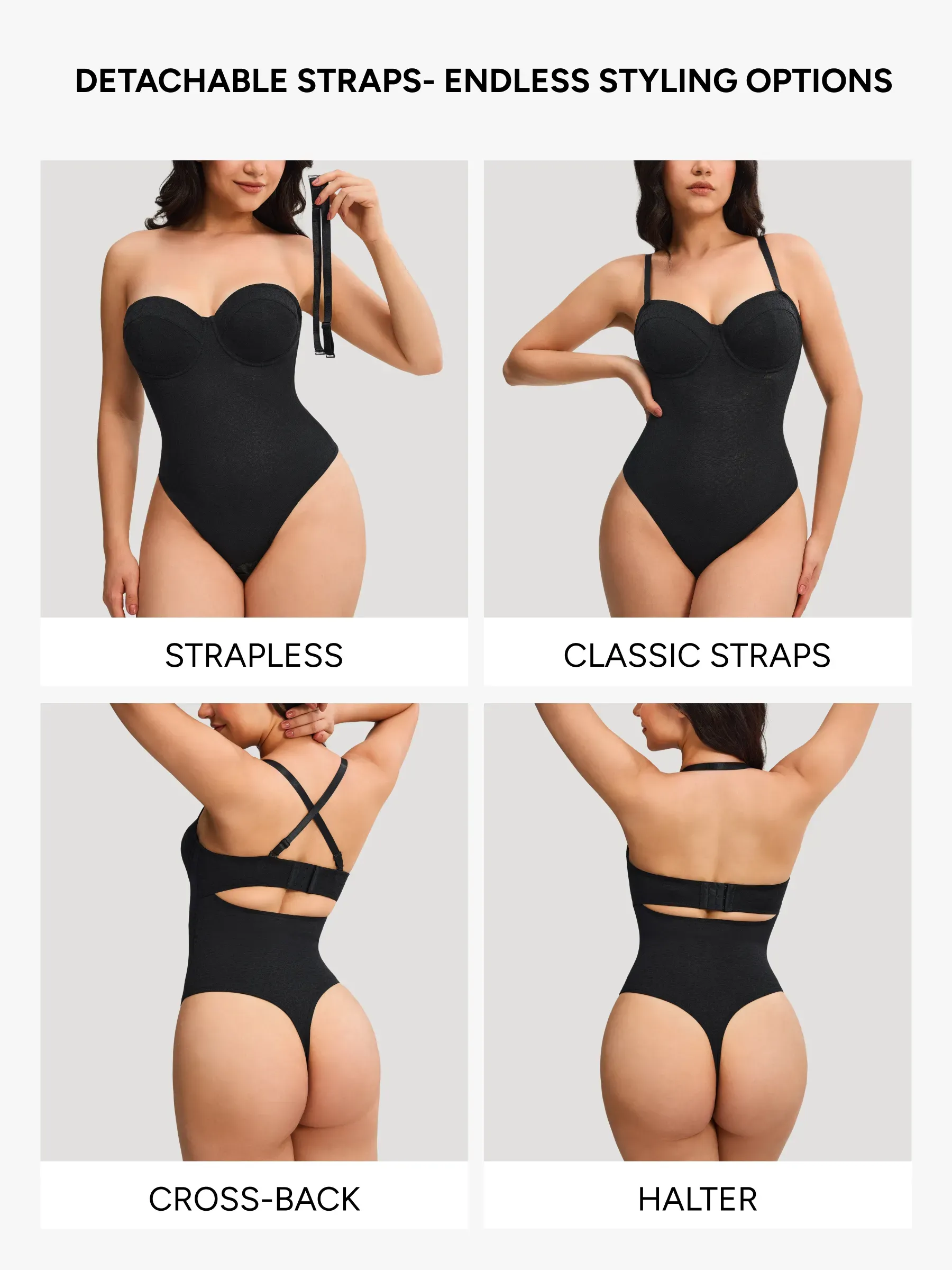 Women Sexy Lace Underwire Strapless Thong Bodysuit