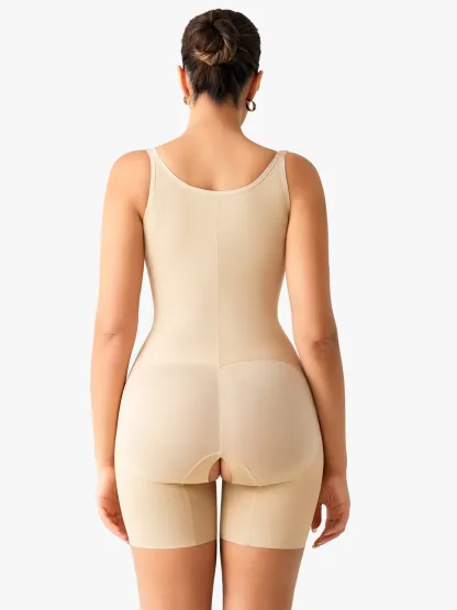 Women Post Surgery Compression Open Bust Mid-Thigh Bodysuit