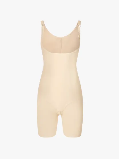 Women Post Surgery Compression Open Bust Mid-Thigh Bodysuit