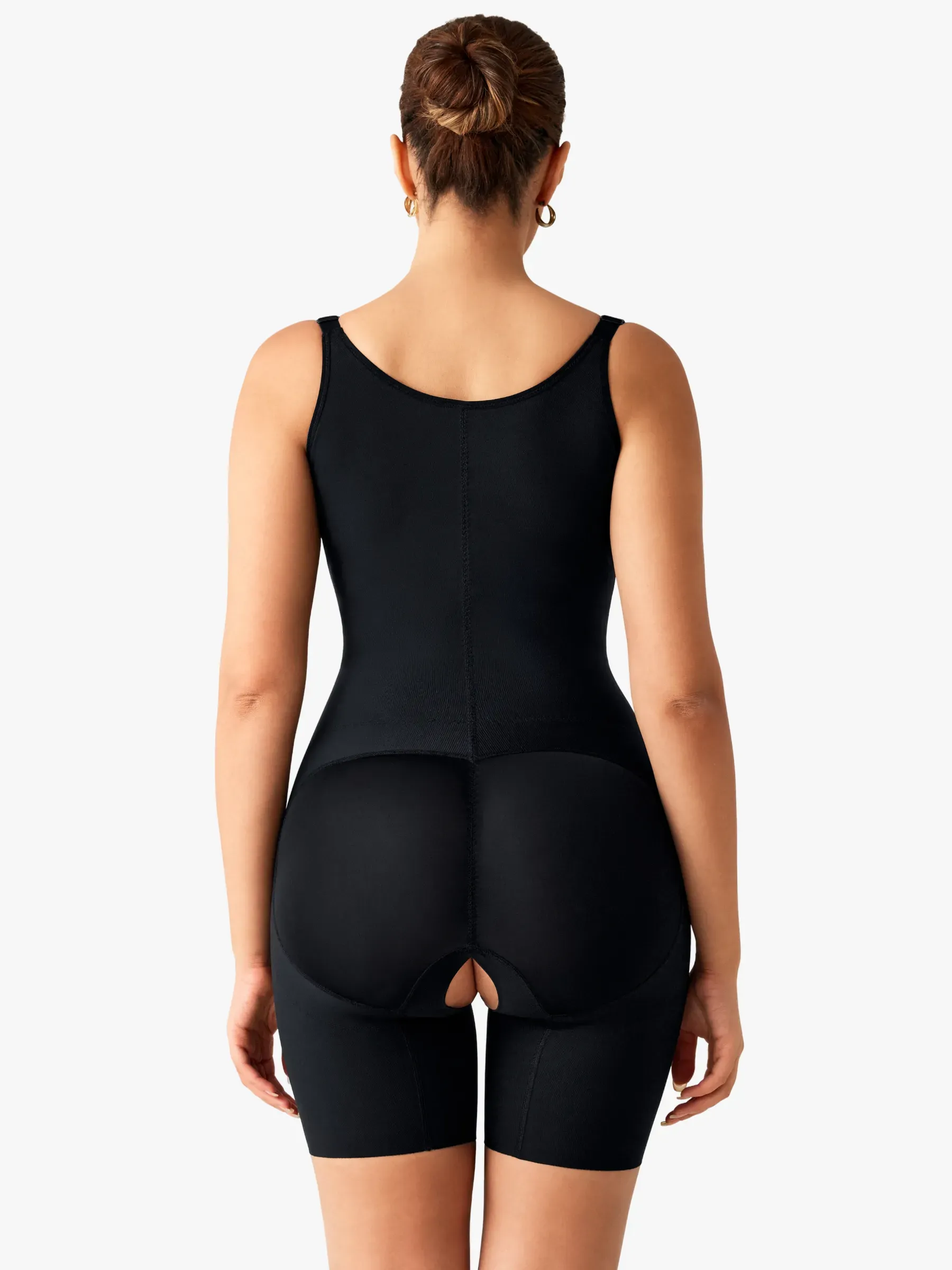 Women Post Surgery Compression Open Bust Mid-Thigh Bodysuit
