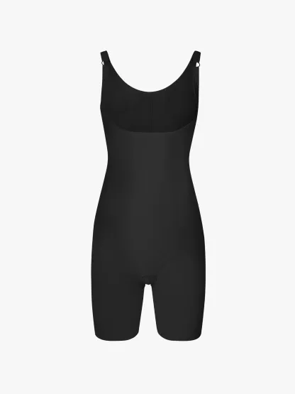 Women Post Surgery Compression Open Bust Mid-Thigh Bodysuit