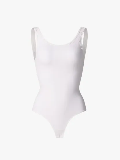 Women Square Neck Tummy Control Tank Thong Bodysuit