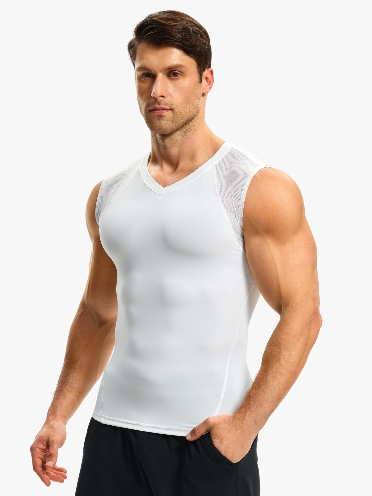 Men's Mesh Compression Tank Top Shirt Breathable Stretch Body Shaper Vest