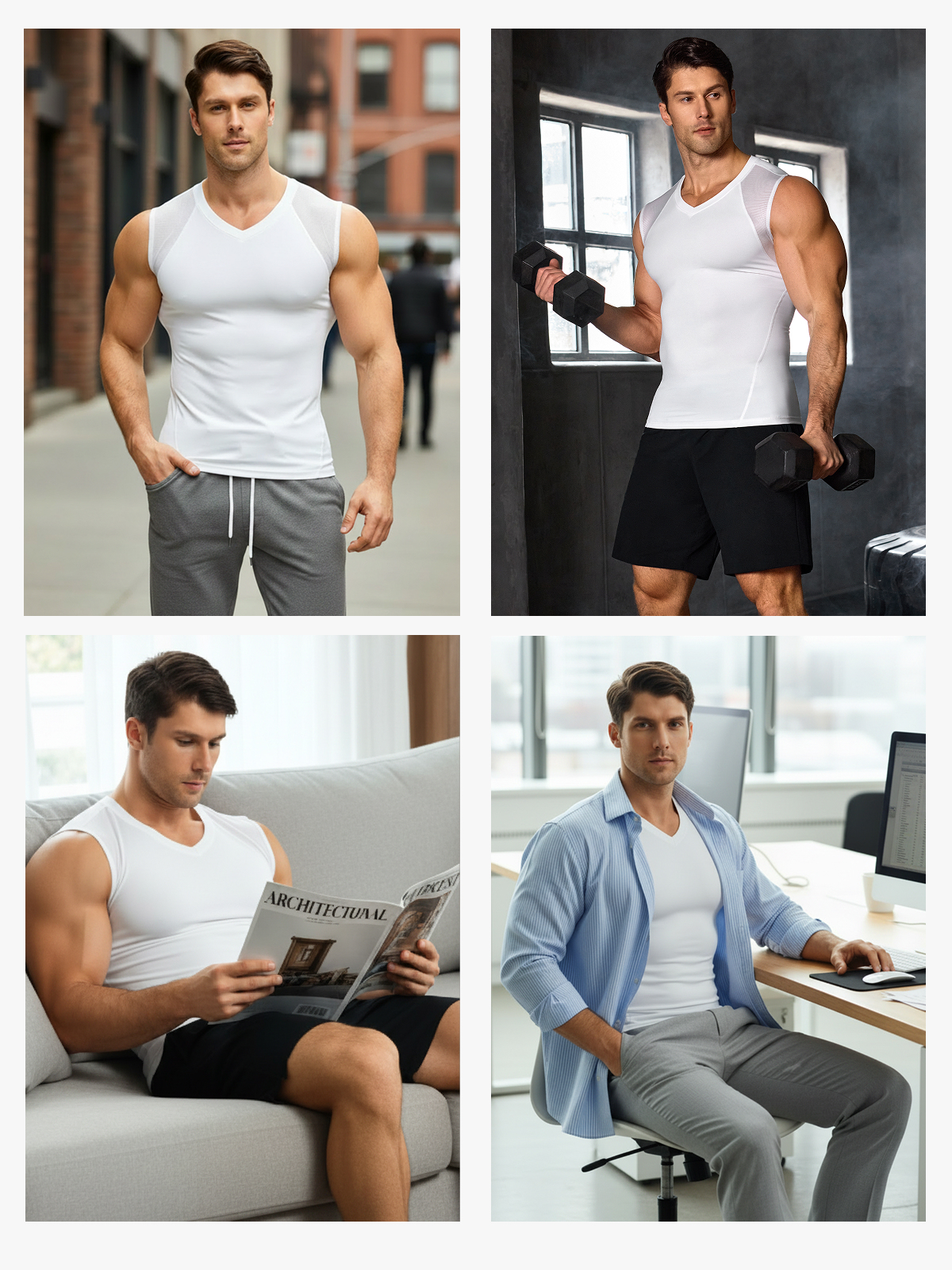Men's Mesh Compression Tank Top Shirt Breathable Stretch Body Shaper Vest