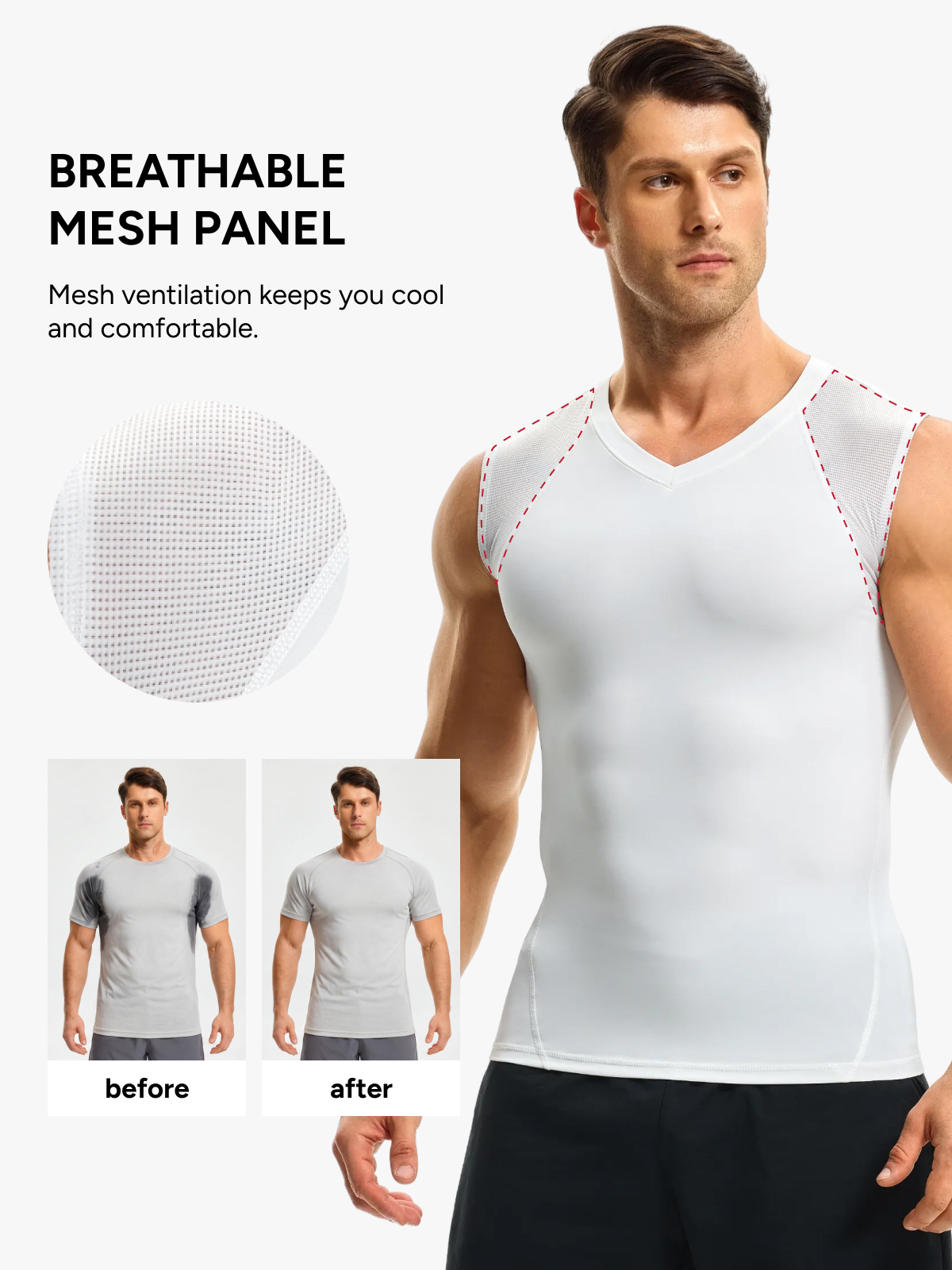 Men's Mesh Compression Tank Top Shirt Breathable Stretch Body Shaper Vest