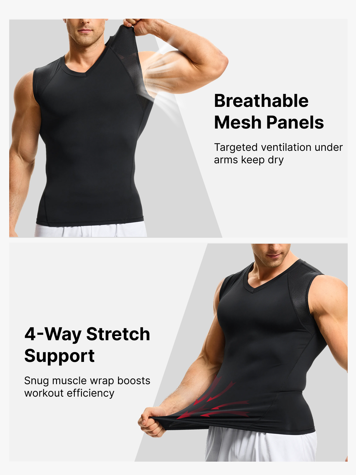 Men's Mesh Compression Tank Top Shirt Breathable Stretch Body Shaper Vest
