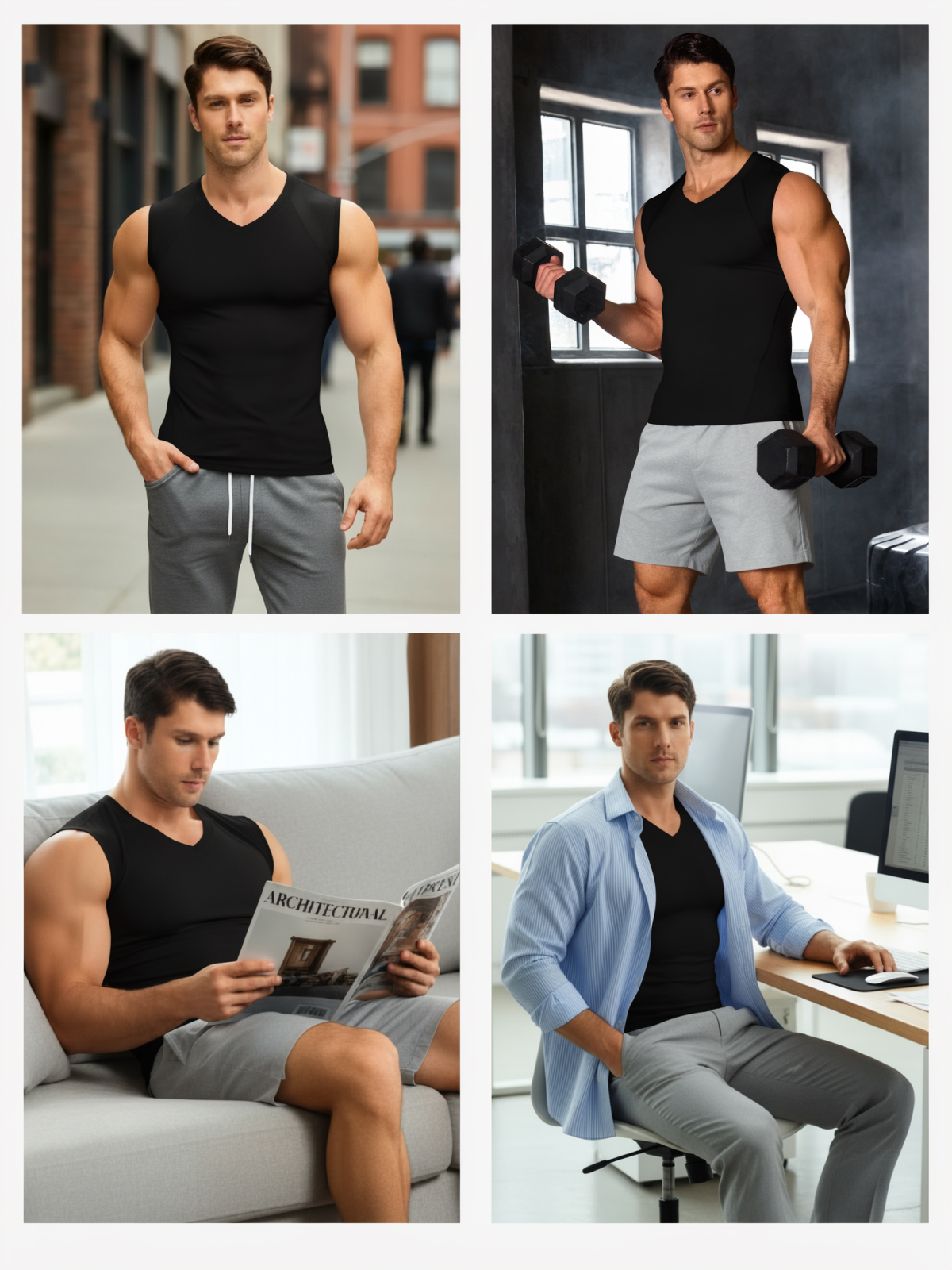 Men's Mesh Compression Tank Top Shirt Breathable Stretch Body Shaper Vest